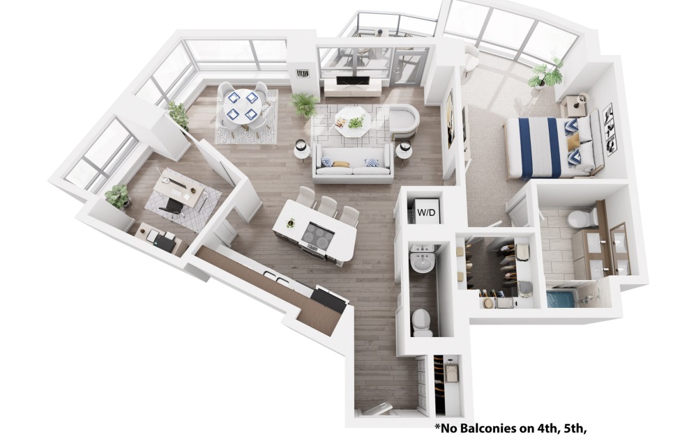 A9D - 1 bedroom floorplan layout with 1 bathroom and 1104 square feet (3D) A9D - 1 bedroom floorplan layout with 1 bathroom and 1104 square feet (3D)
