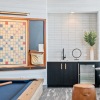 a spacious clubroom with billiards