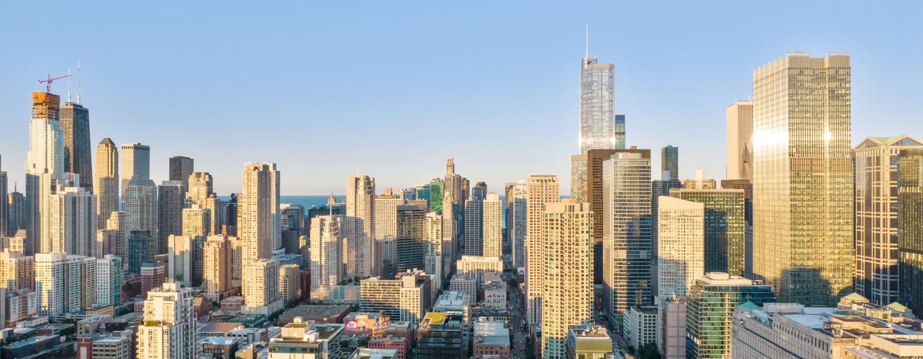 a city with many tall buildings