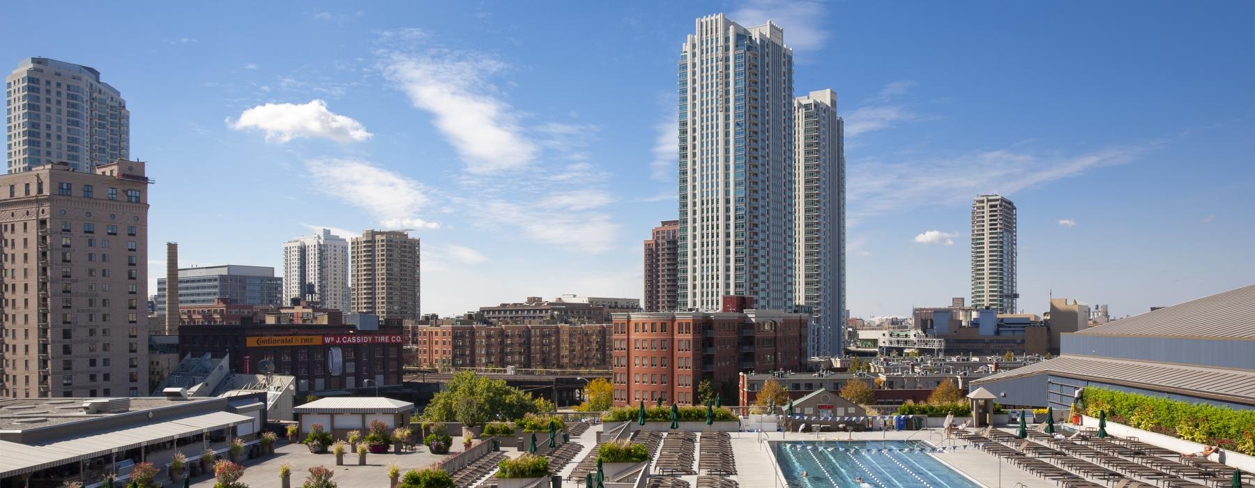 a city with tall buildings
